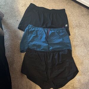 Women's Black and Blue Athletic Shorts